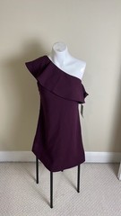 NWT French Connection Whisper Ruth Ruffle Purple One Shoulder Dress