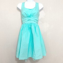 Ruby Rox Turquoise Green Fit and Flare Dress Bow Back Tulle Hem Size Juniors 9