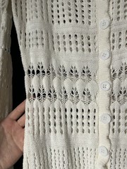 FOREVER 21 White Open Knit Button Front V-Neck Bell Sleeve Midi Dress S