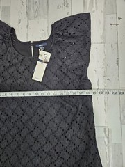Hatley Womens Kaia Eyelet Black Dress Medium Cap Sleeves Pockets