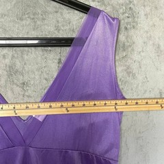 Vintage Purple Nylon Nightgown Medium Long V Neck Lingerie Gown Minimalist