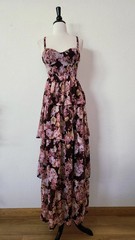 New Maxi Dress Size Small XS Floral Burgundy Goddess Coquette Boho