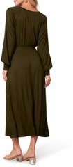 BB DAKOTA Steve Madden Bottle Green Essentials Long Sleeve Smocked Dress L 12/14