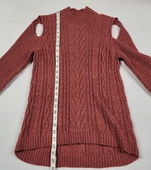 OSO Casuals Rust Brown Cold Shoulder Cable Knit Sweater Dress Women&rsquo;s M