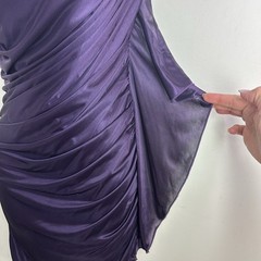 Y2K Speechless One Shoulder Beaded Ruched Satin Dress Size S Purple Flower Fairy