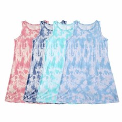 Women Tie Dye Sleeveless TShirt Dress Summer Casual Loose Tank Short Sun Dresses