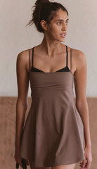 Free People FP Movement Baseline UV Protection Tennis Dress Brown Medium M NEW
