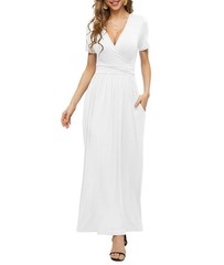 Women&rsquo;s Casual Dress with Pockets (White, Medium)