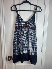 Velvet 100% Silk Tie-Dye Beaded Mini Dress festival boho Gypsy
