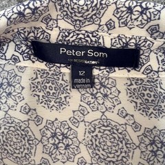 Peter Som for Design Nation Blue White Mixed Print Shirt Dress Boho Size 12