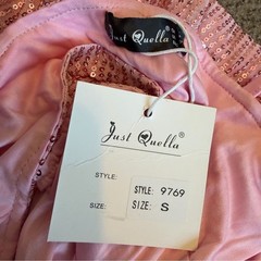 Just Quella Pink Sequin Mini Dress Cutout Spaghetti Strap Cocktail Small NWT