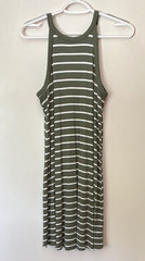 Old Navy Women’s S Green/White Striped Ribbed Tank Knee Dress Scoop Neck Stretch