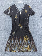 NWT Maurices Midi Floral Dress Size S Boho Lightweight Stretch Flutter Black