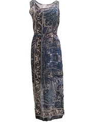 Womens Navy Gray Filigree Floral Flower Opaque Paisley Tank Maxi Dress 6