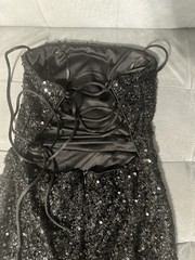 Beautiful black, full length, sequined prom dress with lace up back Size Xs