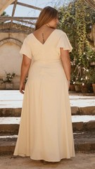 NWT Charlize Yellow Maxi Dress V-Neck Butterfly Sleeve Tie Waist Women&rsquo;s Size 14
