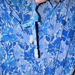 walker&wade Womens Dress L Blue White Floral V-Neck Button Pockets Midi