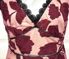 Lulus Lace Midi Dress S Alluring Dream Burgundy Mesh Trumpet Seductive Romantic