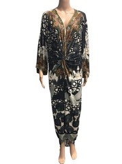CAMILLA Wanderlust Twist Front Embellished Silk Maxi Evening Cocktail Dress