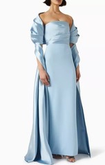 Women Solace London Backless Fit Slit Strapless Blue Maxi Dress Size UK 10
