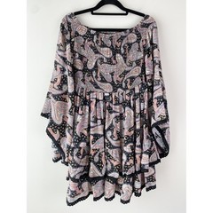 NWT Earthbound Mini Dress S Paisley Bell Sleeve Whimsigoth Festival Fairy Goth