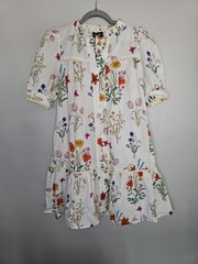 NWT Gigio USA Landry Floral Midi Dress Cream Multi Size M Botanical Garden Stain
