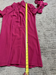 Ali & Jay Berry Magenta Shift Dress S Mock Neck Ruffle Sleeve Cocktail