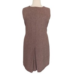 Eddie Bauer Brown Herringbone Wool Silk Blend Sleeveless Shift Dress XXL