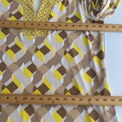 Susan Graver Printed Liquid Knit Split Neck Dress Size Petite Large Pockets
