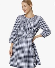 Draper James Ruffle Placket Shirtdress XS Oversized Gingham Cottagecore Momcore