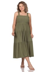 Plus/Reg Zenana Smocked top Tiered Midi Dress Rudy Navy Brown S M L XL 1X 2X 3X
