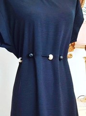 Vintage midi dress black with pearl design waist tie back old money style