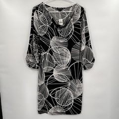 Banana Republic Womens Geometric Draped Neck Dress Size M Black Career Classic