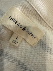 Thread & Supply Off-White Black Striped Knit T-Shirt Shift Dress Pocket L