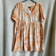 Wild Fable Short Sleeve Tangerine Tie Dye Terry Cloth Sweatshirt Dress Size L