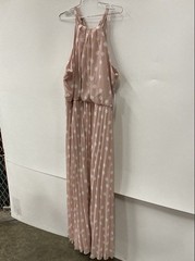 Premier Amour Women&rsquo;s Blush Pink Polka Dot Pleated Halter Maxi Dress NWT Size 16