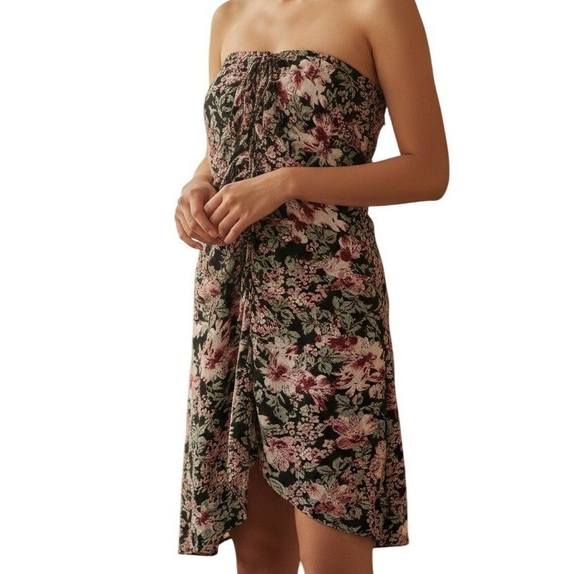 WALTER BAKER Gorgeous Tropical Night Strapless Slanted Hem Dress NWOT $188 4