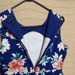 Lands End Dress Womens Blue Pockets Career Office Professional Botanical Garden