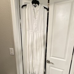 Cassee&rsquo;s White Solid Maxi Dress Collared Sleeveless Long Pullover Size M