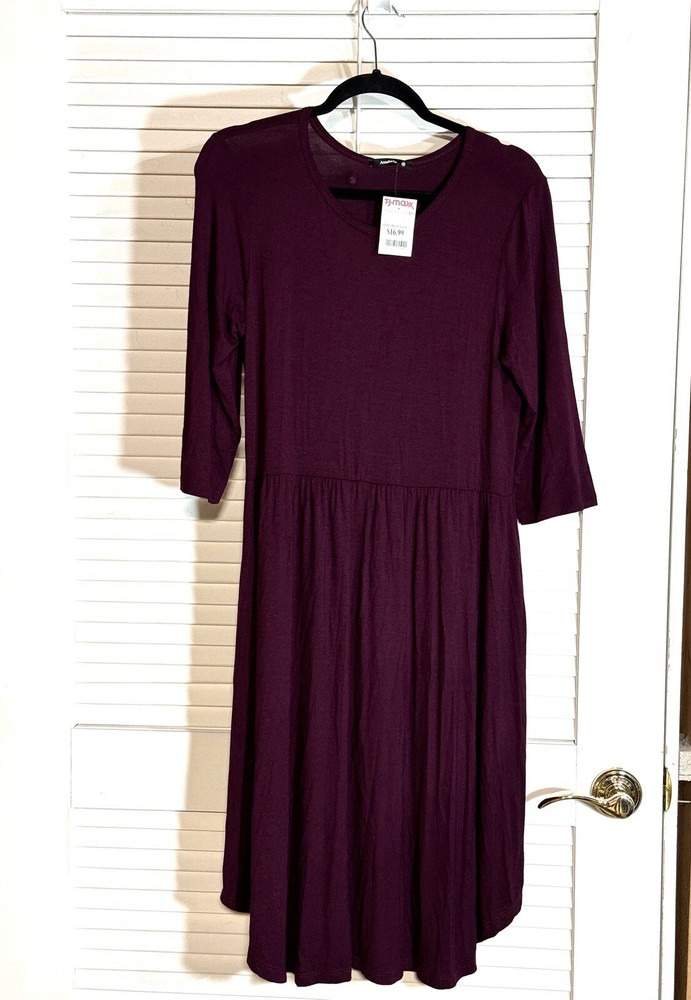 Annabelle Purple Dress Size Medium Rayon Stretch Pockets Women New