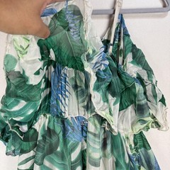 Elena Baldi Dress Womens XS Green Tropical Maxi Sundress Ruffle Lined Italy