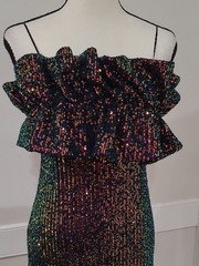 Thirty Thirty LA Multicolor Sequin Strapless Mini Dress with Ruffles – Size L Jr
