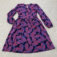 NEW Boden Blue Alexandra Bow Blouson Jersey Dress Size 8 Long Pockets Long Slv
