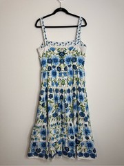 BORGO DE NOR Daniela Tiered Floral-Print Cotton Midi Dress Sz UK 16 = US 12