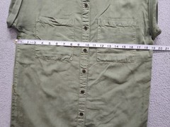 Forever 21 Women Dress S Olive Green Pockets Collar Short Sleeve Button Up Party