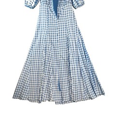 Taylor size 4 Small Blue Gingham Button Front Dress with Bow Silky NWOT