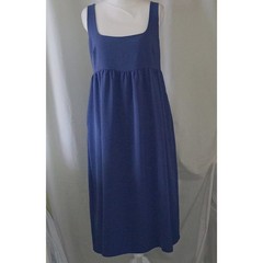 Connected Apparel Blue Empire Waist Square Neck Smocked Back Midi Dress Womens 8