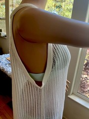 Tahari White Knit Halter Neck Swim/Beach Cover Up Sheer Size XL One Size