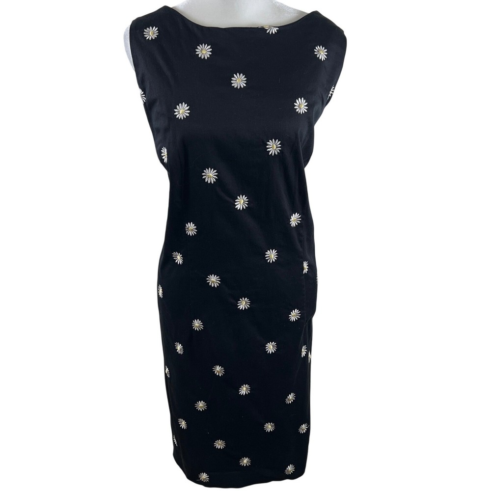 Amanda Smith Woman Black Daisy Embroidered Cotton Sheath Dress Plus Size 20W
