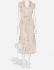 Zimmermann Women&rsquo;s Beige Illustration Flutter Dress Size 1